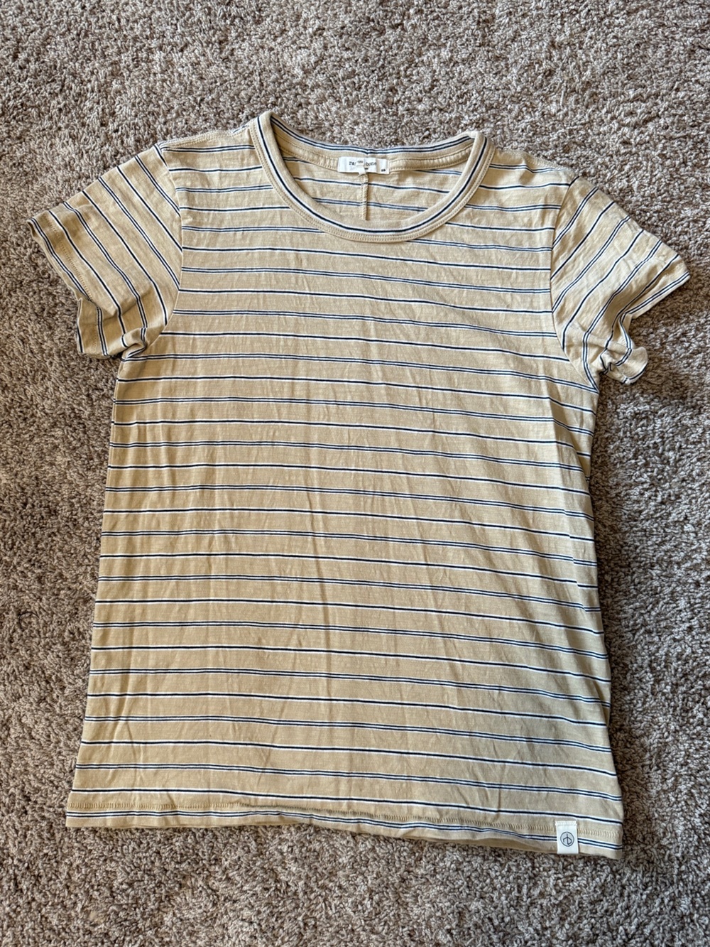 rag & bone Beige Tee with Navy Stripes